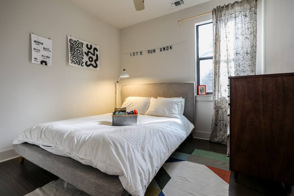 Your comfy, well-lit bedroom awaits !