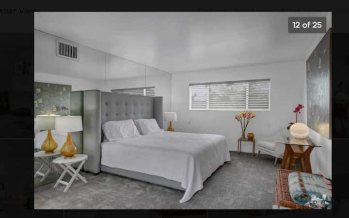 Master Bedroom with California King bed and master bath