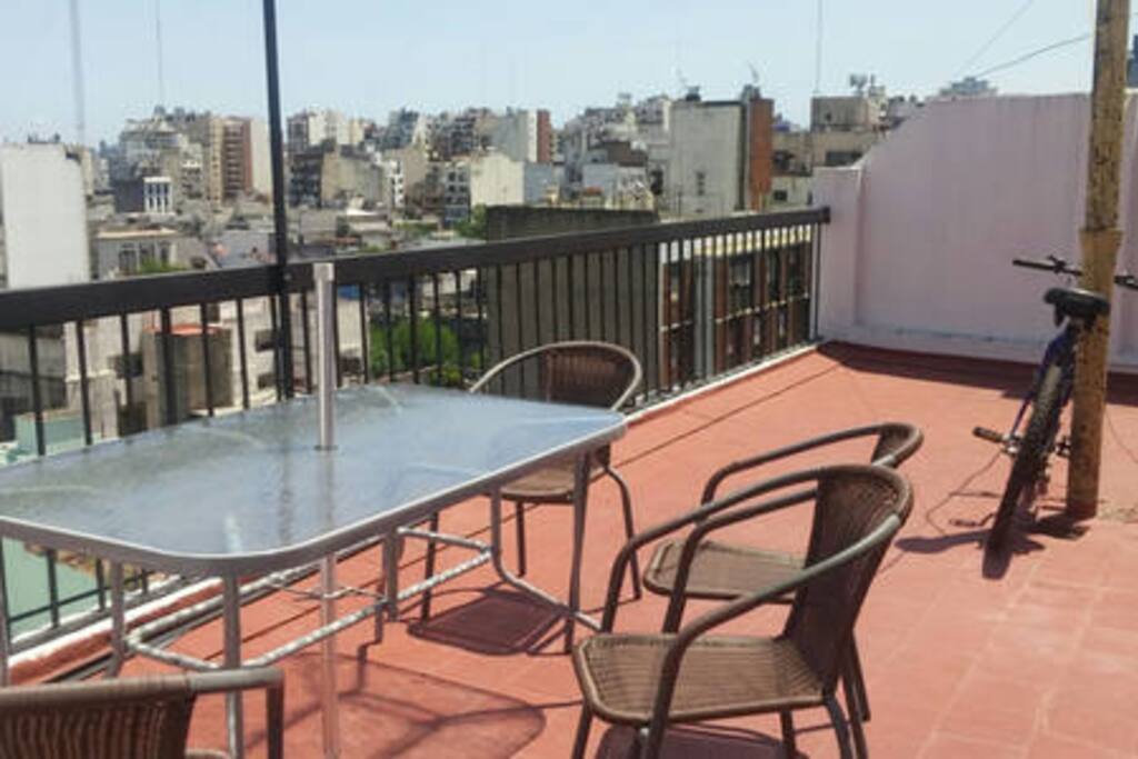 private terrace for guests use, sun in the afternoon and evening