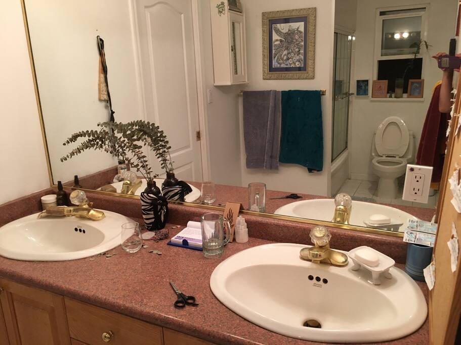 Washroom that adjoins the bedroom (it also adjoins another roomates bedroom). There is another washroom on the ground floor as well.