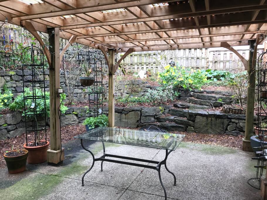 Backyard patio area.