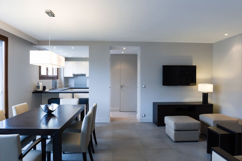 Living room and open plan kitchen