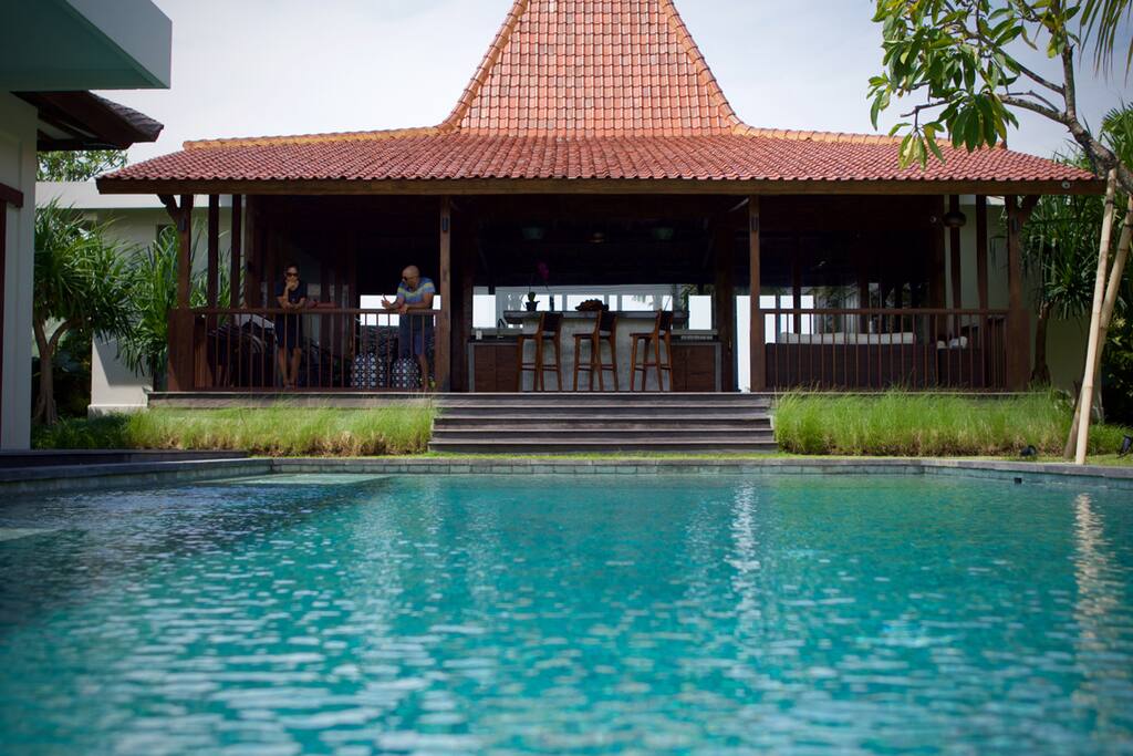 Architect designed combining modern conveniences while maintaining the traditional 200-year-old wooden Joglo structure.