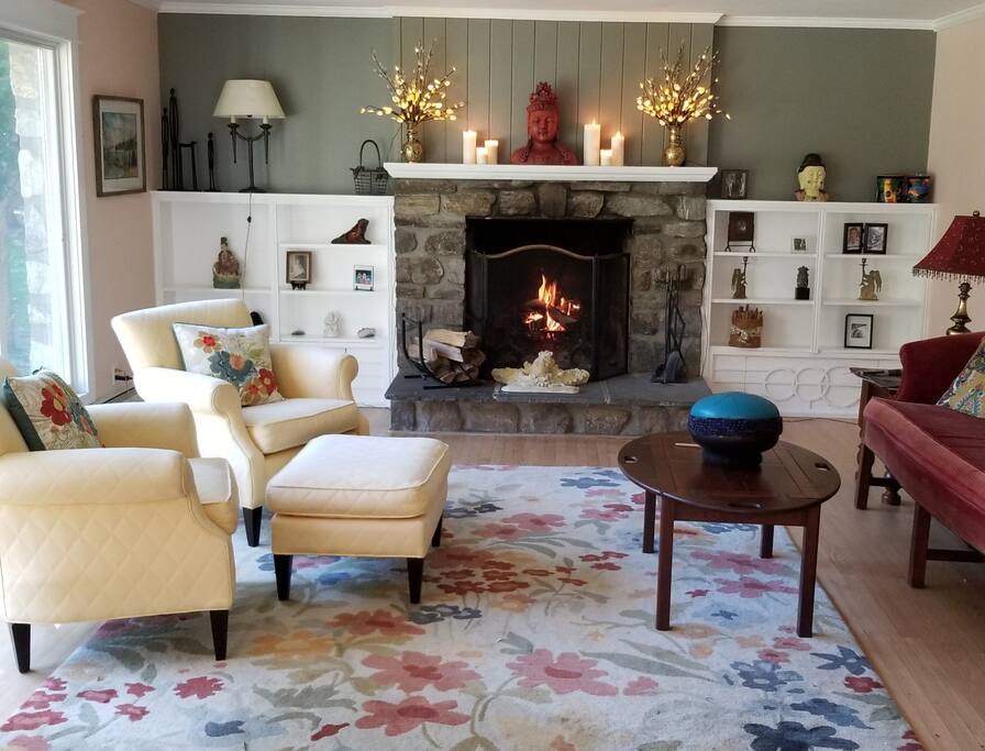 Ginormous fireplace will keep you cozy in the winter months.