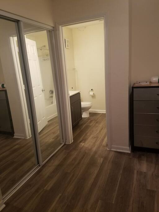 Closet is a full view mirror!