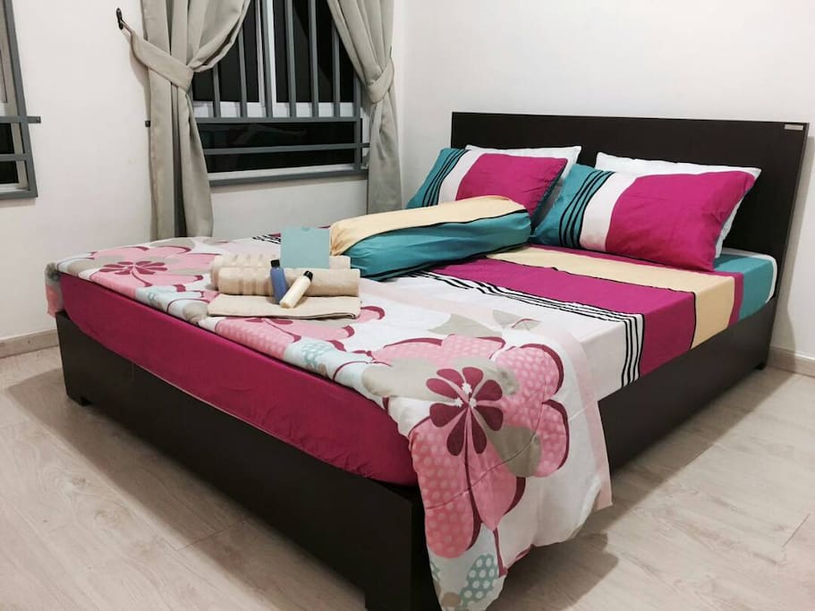 The comfortable queen bed