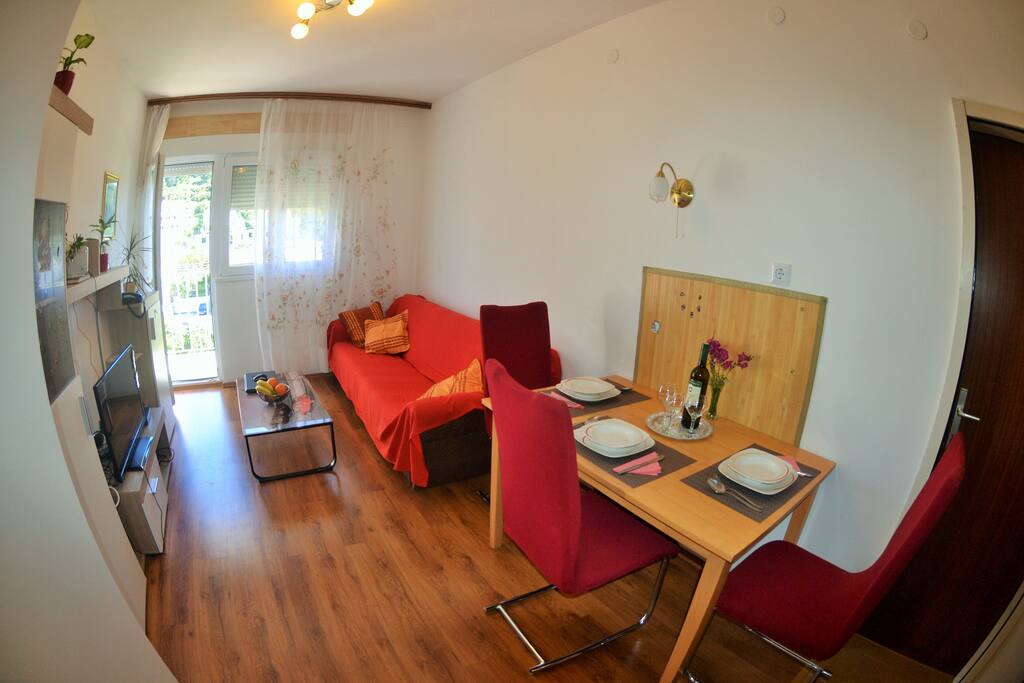 Living room with dining zone