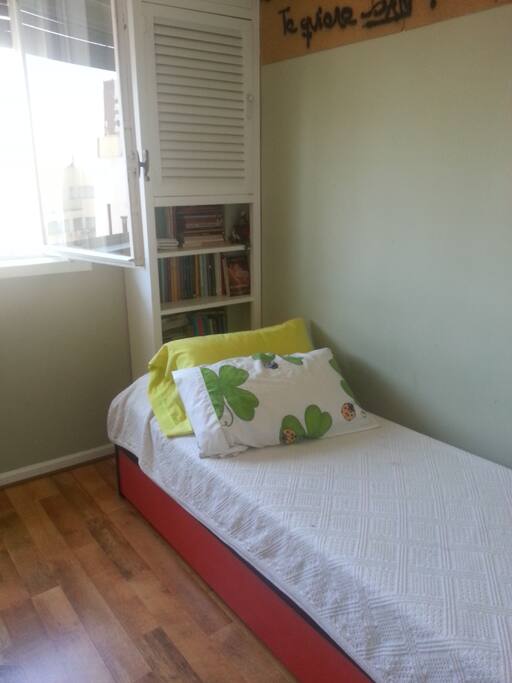 Bright, sunny and spacious. Very nice view from your window.