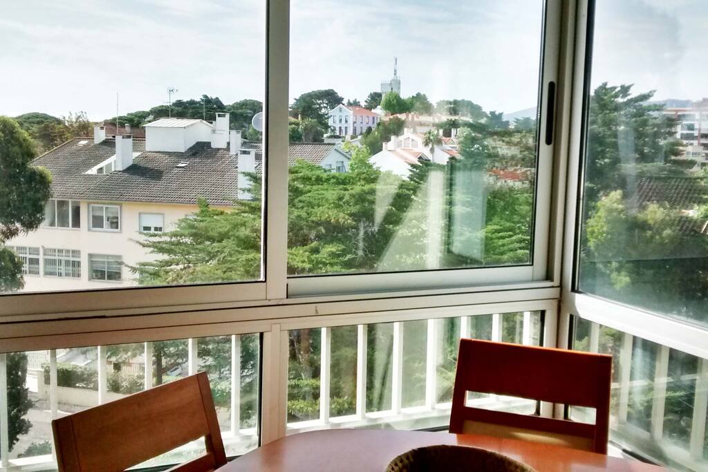 View from the living room and dining room.