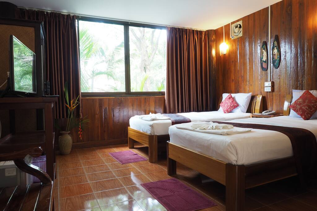 Decorated twin beds