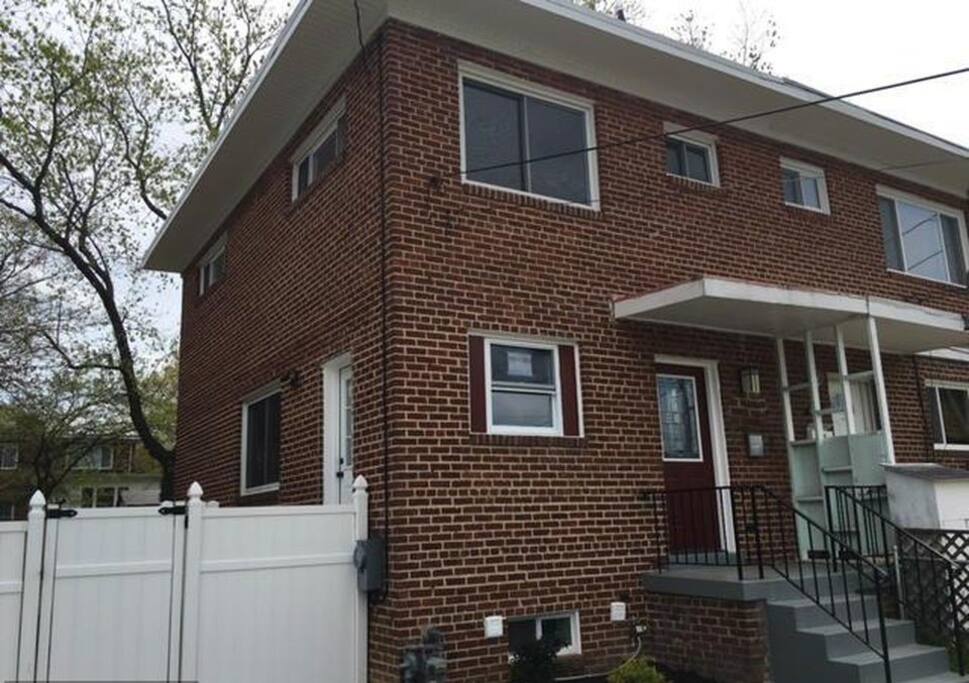 Outside view of the beutiful three-story brick townhome!