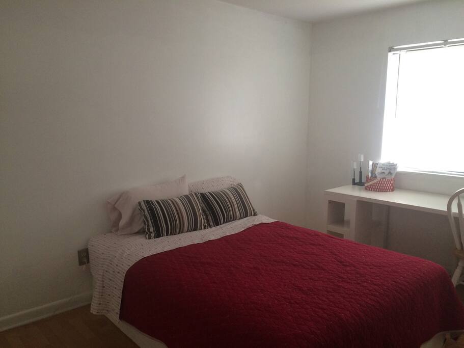 Queen bed and desk