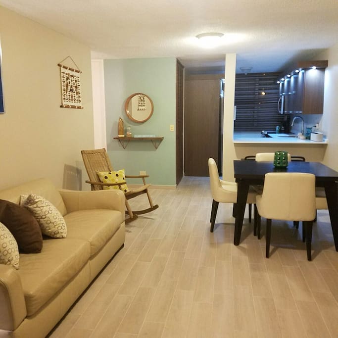 Comfortable family and dining area with breakfast bar.