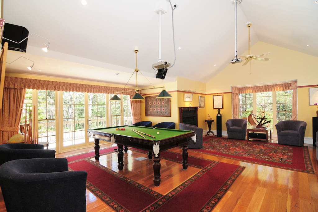 Games Room with Pool table and wide screen TV
