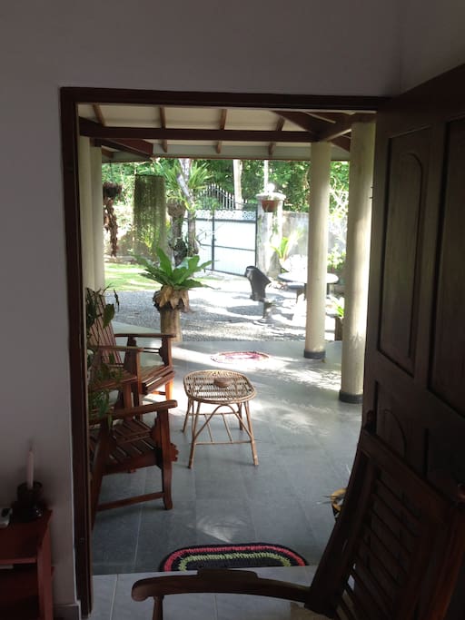 view from the room outside to the veranda