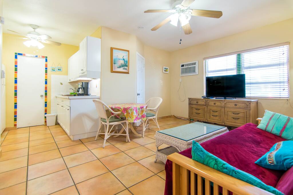 1 Bedroom with Sleeper Sofa. Free on site parking included.