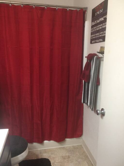 Bathroom is shared and we have towels/wash cloths available.