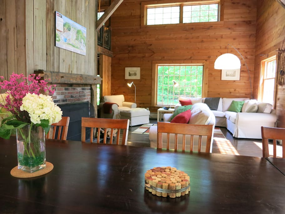 Living Room - Dining Room Area with cathedral ceiling