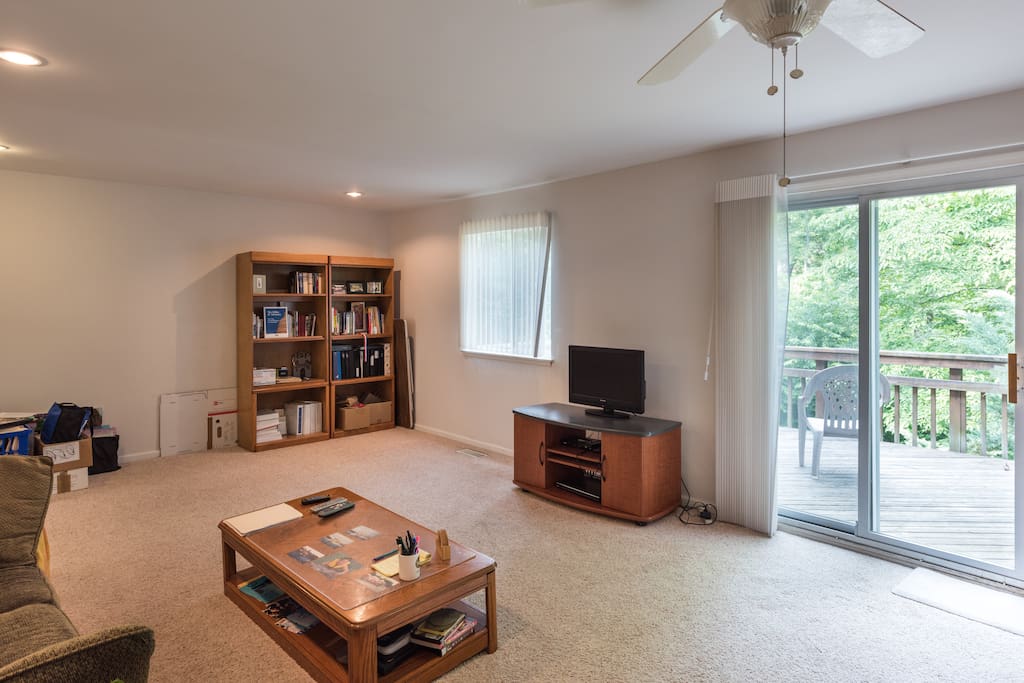 The livingroom leading to the deck.