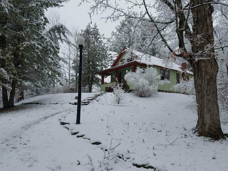 Winter views of the retreat .