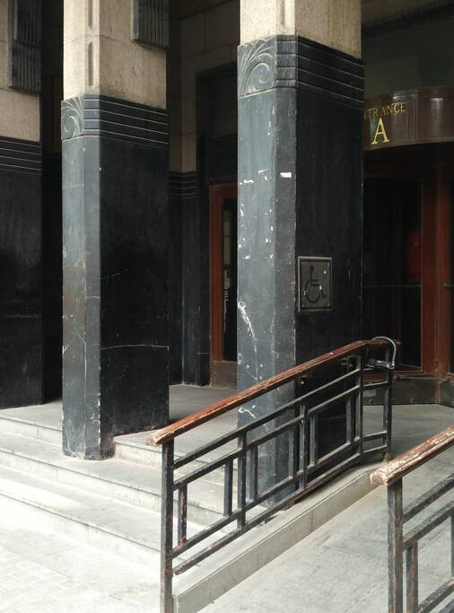 since 1933, this entrance ramp with marble columns marked so timeless design from shanghais golden peak time.