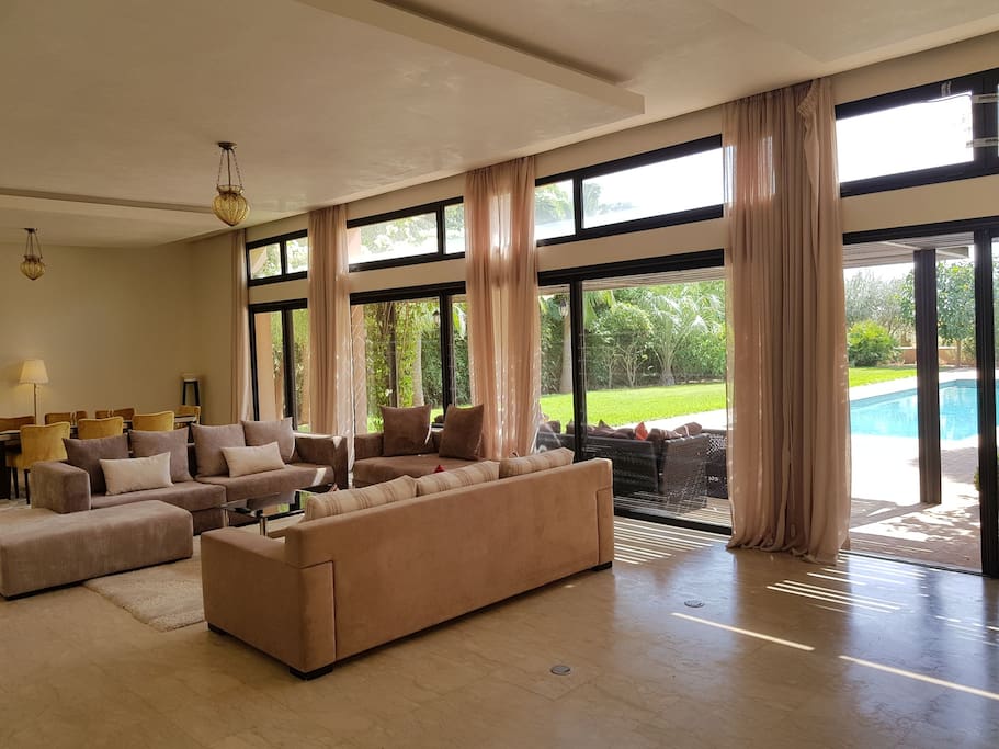 living room with garden view