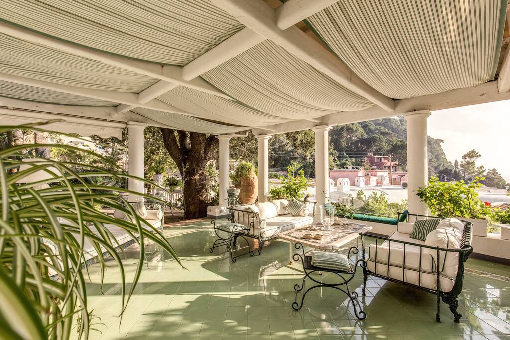 The patio with view from the Villa