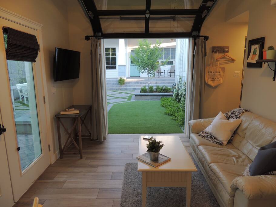 Desk for working, writing, with outlet below and your own high speed internet, Bungalow has it's own WiFi.