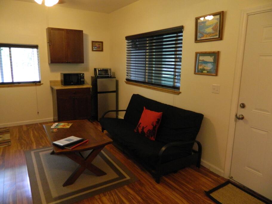 Futon for extra guest.
