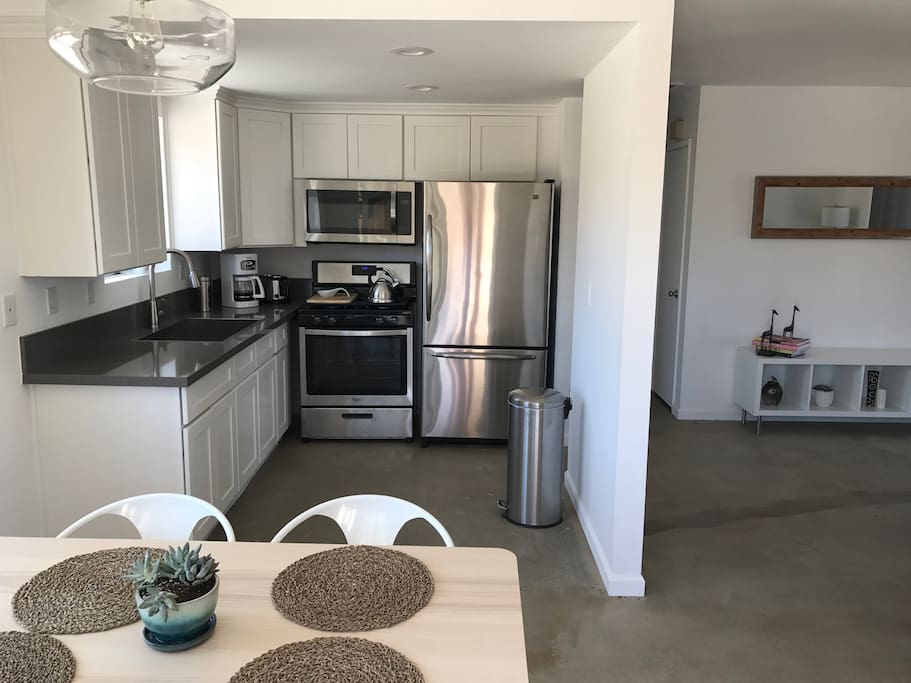 Staying in? Want to cook your own meals? Enjoy our completely remodeled kitchen. Everything is new! Coffee and tea are available as you ease into your day.