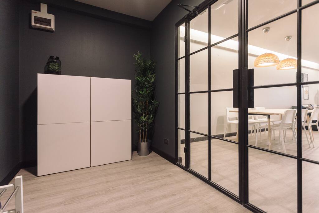 Shoes and storage room at the entrance.