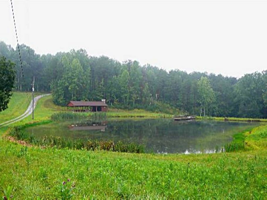 Fishing pond w/ pavillion, view 2