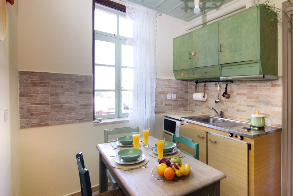 Kitchen and window with view