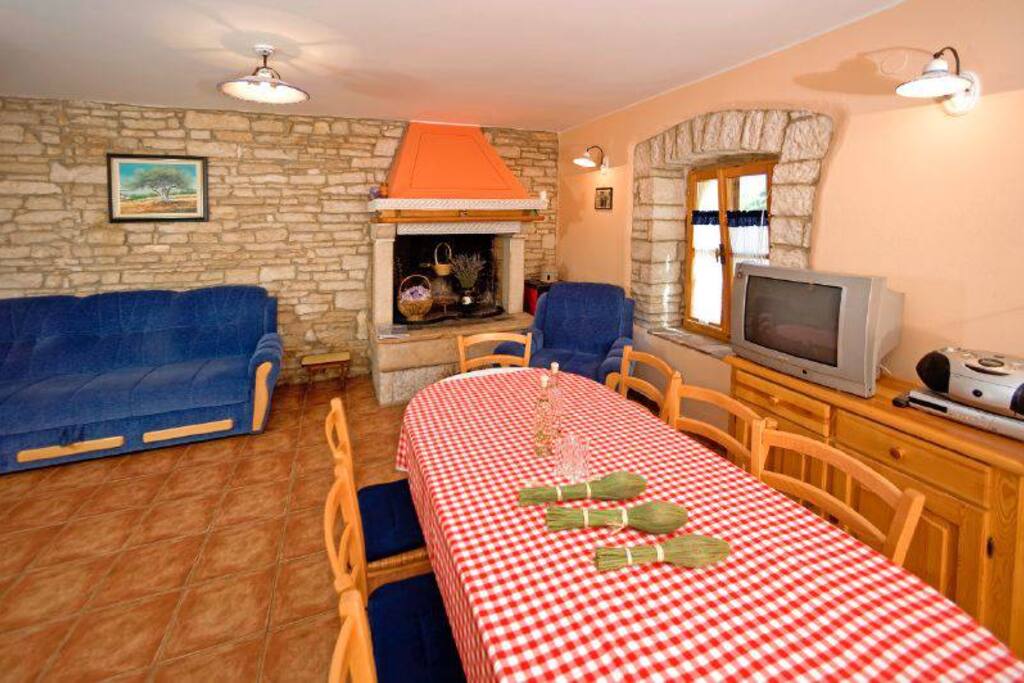 You and your familiy and friends can have any kind of meal in front of fireplace and experience the real life on village.