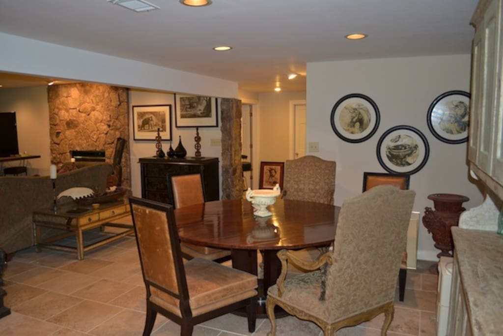 Dining area is perfect for a nice dinner or a game of cards. You can also use it as a work space, although there is a desk, as well.
