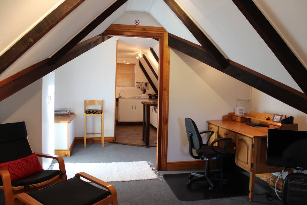 Work area looking through to your kitchenette and shower room