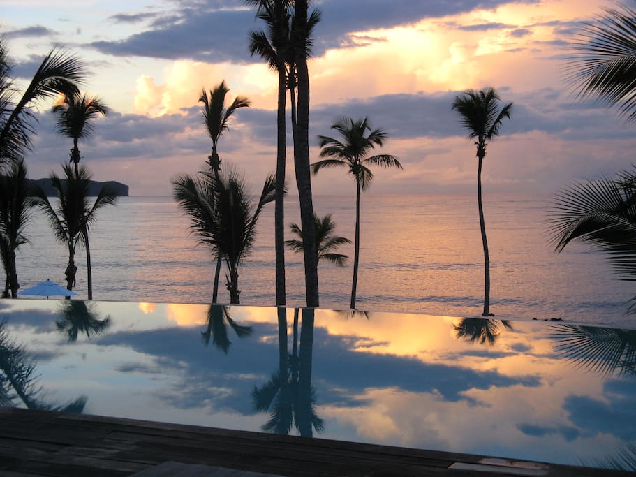 The infinity pool has a fantastic view of sunrises and Cabo Cabron, which is a great scuba diving destination.