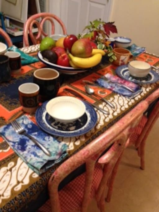 If I am here during your stay, I enjoy setting the table and making breakfast for my guests.
