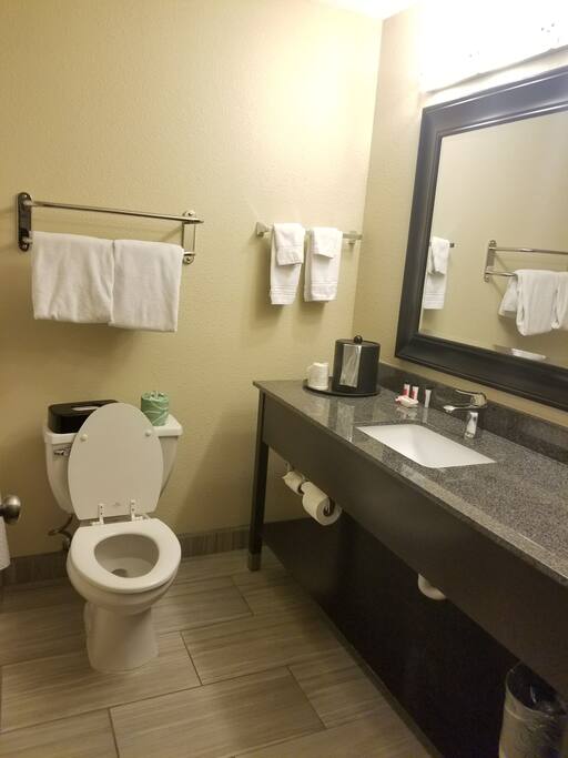 amenity filled bathroom