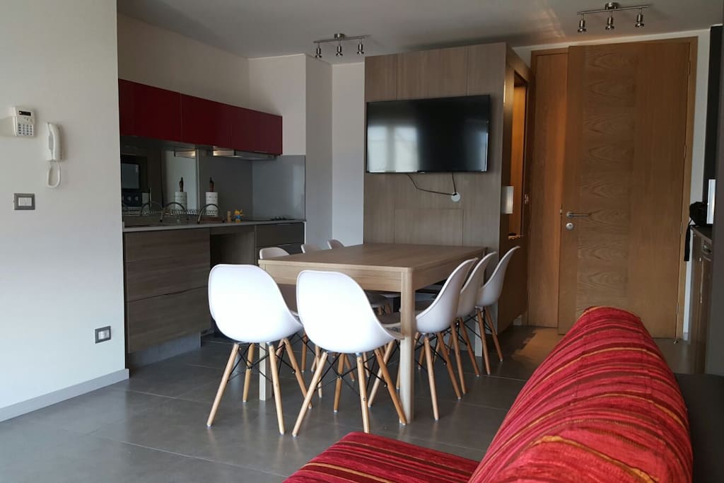 American kitchen with living room.