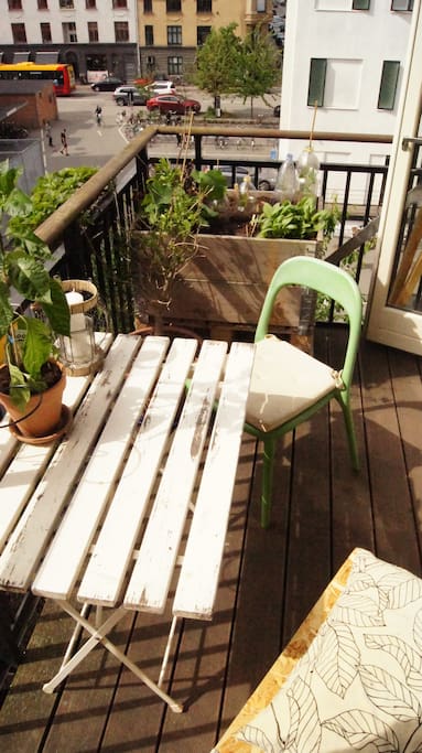 Balcony with outdoor furniture and plants