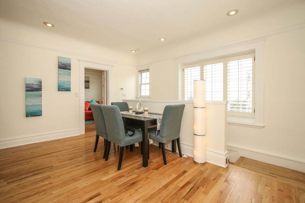 Spacious dining area. Table pulls out to accommodate more people.