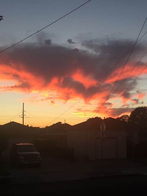 Sunsets from the front porch bench