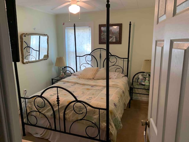 Bright guest room with private bathroom in Mentor.