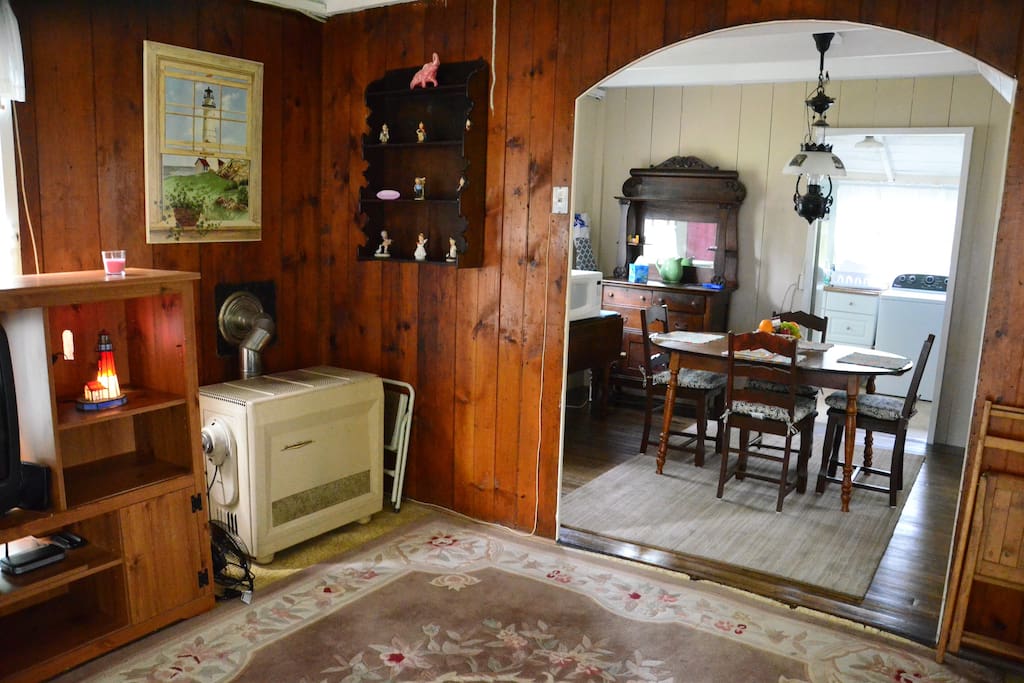 Living room and Dining room. Dining Room has a window AC.