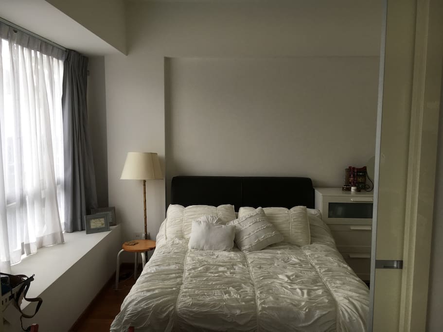 Access the bedroom via sliding doors