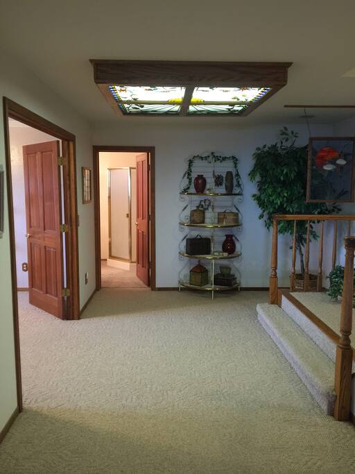 Hallway from living area to bedroom and bathroom
