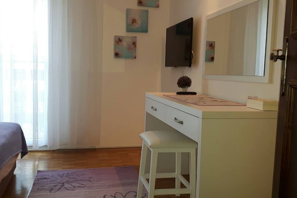 1st Bedroom - Beauty corner, mirror, SAT TV