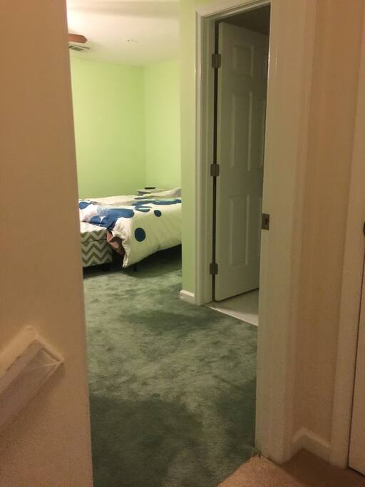 Entryway to Private room, on its own floor, private bathroom door seen to the right