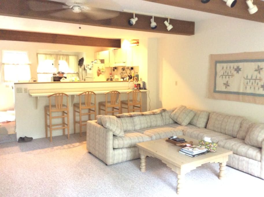 Open kitchen overlooking living room